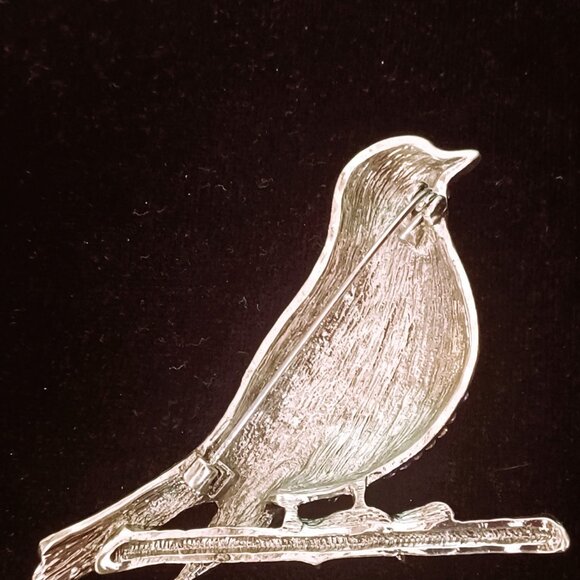 3 Inch Designe Style Rhinestone Blue Bird Brooch - Picture 2 of 4